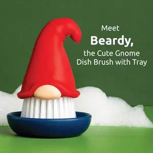 Self-Standing Mushroom Dish Brush & Pot Scrubber | Heavy-Duty Nylon Bristles for Cast Iron & Pans | Ergonomic Quick-Dry Sink Organizer | Aesthetic Kitchen Gadgets