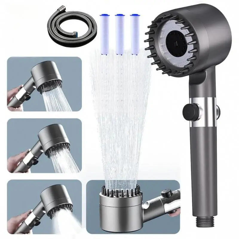 High Pressure Ion Drops Shower Head with  Hose Multi Mode Filtered Remove Chlorine Massageable ON OFF Switch Handheld