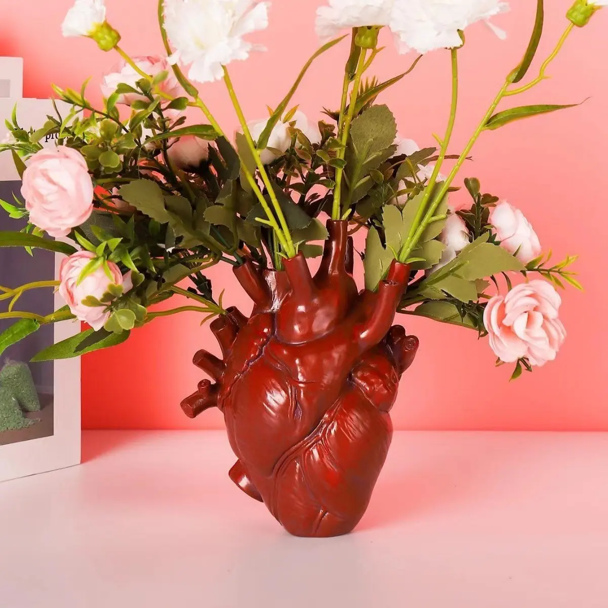 Nordic Heart Shape Flower Pot Decorative Ornament, Home Garden Design, Creative Artificial Flower Pot, Indoor Outdoor Decoration