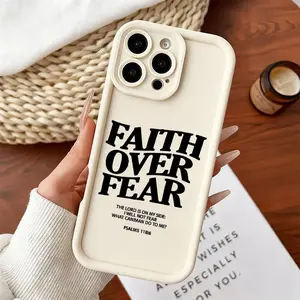 Faith Over Fear Phone Case，Christian Aesthetic Bible Verse Protective Cove,Durable shockproof phone case Silicone Tpu Protection Cover case for iPhone 17 Pro Max 16 15 14 13 12 Pro Max  Samsung Galaxy S26 Ultra S25 S24 S23 Plus S22 S21 S20 S25 FE S24, Acc