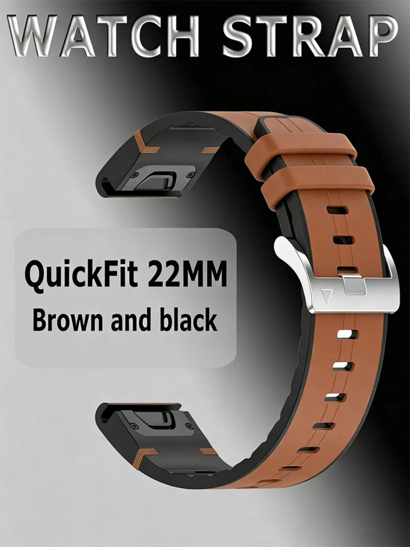 22mm Fashionable Synthetic Leather Strap, Quick-Release Strap, Adjustable Or Replaceable Strap, Suitable For Garmin Watches Fenix 8Pro/8/E-47mm 7 7Pro 6 6Pro 5 5Puls Forerunner 935 945/955 965 Approach s62 s60/S70-47mm, Durable, Unisex Design