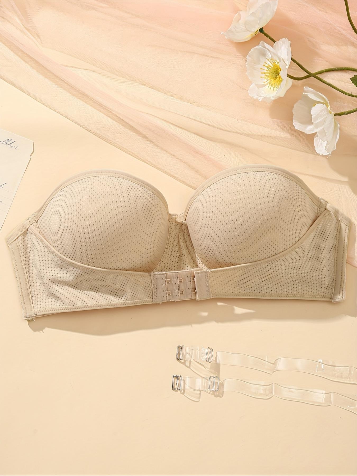 Women's Solid Color Strapless Push Up Bra, Comfortable Breathable Invisible Bra, Women's Lingerie for All Seasons, Womenswear, Seamless Strapless Bra