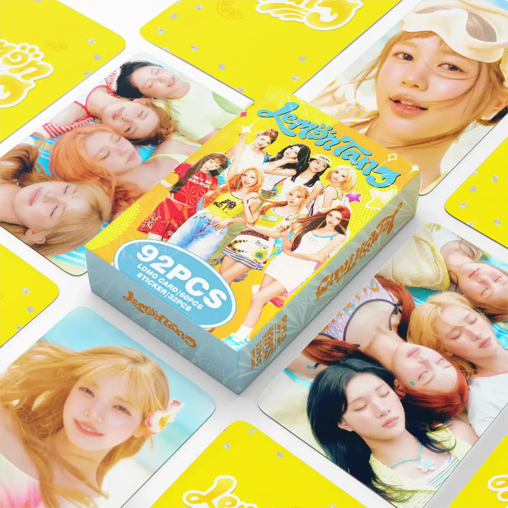 92Pcs Hearts2Hearts LemonTang Printed Lomo Cards 3 Inch Collectible Photo Cards Small Decor Stickers Music Group Themed Stationery Set For Hobby Collection
