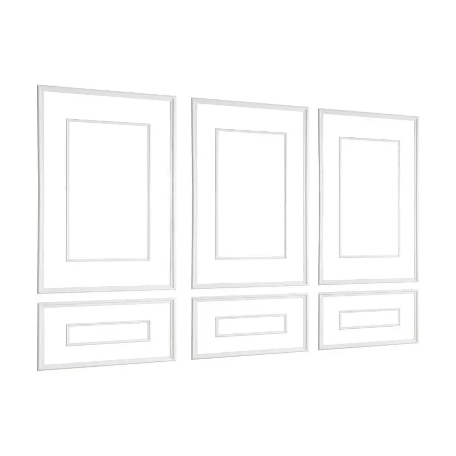 VEVOR 3-Pack Wall Molding Wainscoting Panels Kit, Dual-Line Wide-Narrow Profile, Lightweight Paintable Polystyrene, Easy-to-Install Accent Wall Trim for Interior Living Room, Bedroom, White