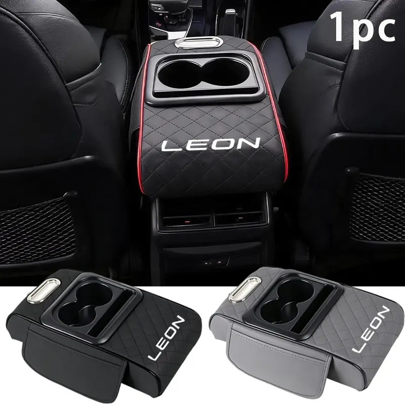 Seat Leon Armrest Pad, Thick Elastic Sponge, Four-In-One Storage, Tissue Box, Cup Holder, Elbow Pain Relief, Easy Assembly