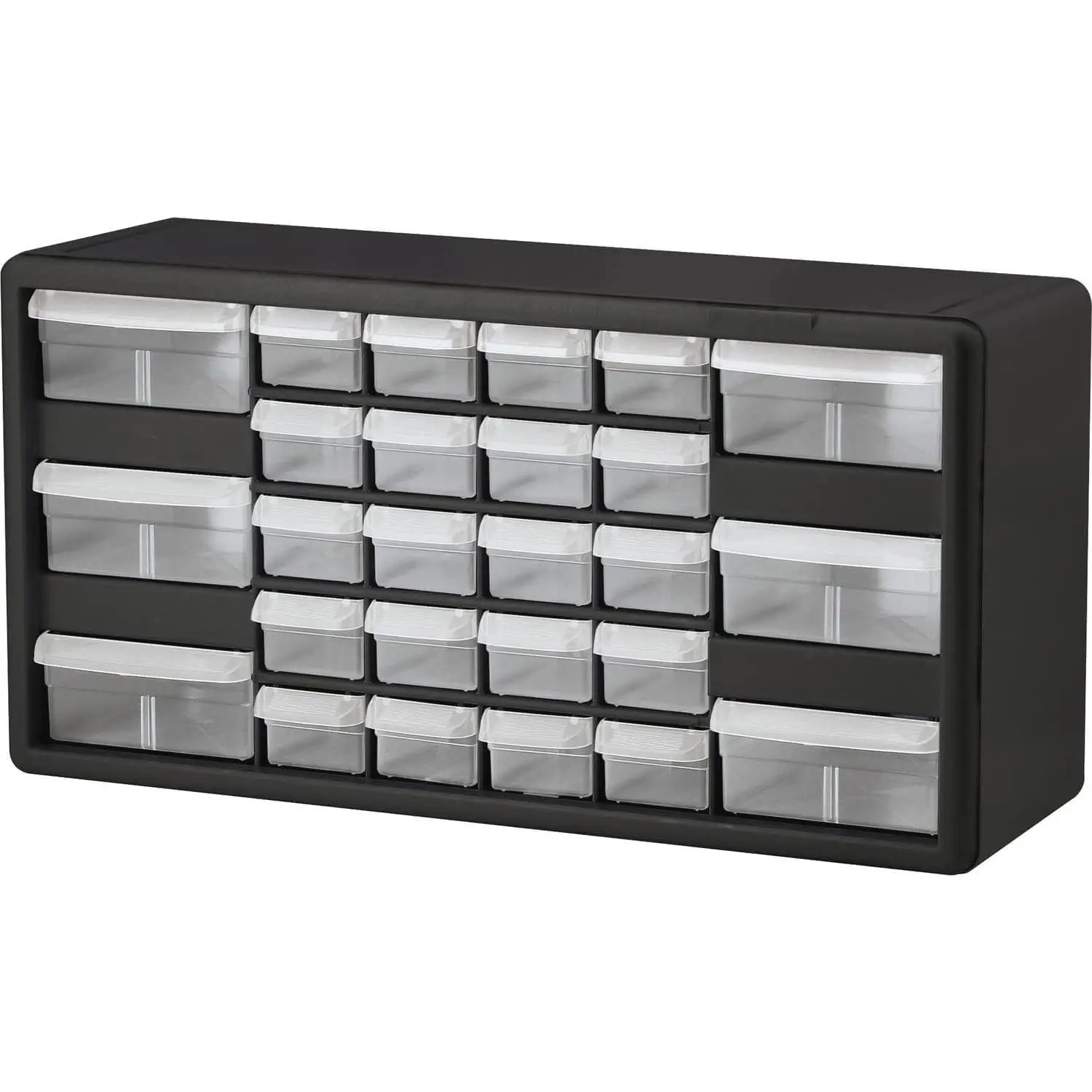 26-Drawer Drawer Cabinet for Organization, Bead Organizer, Building Bricks, Teacher Toolbox, Makeup Organizer, 20" W x 6" D x 10" H, 10126 Black.