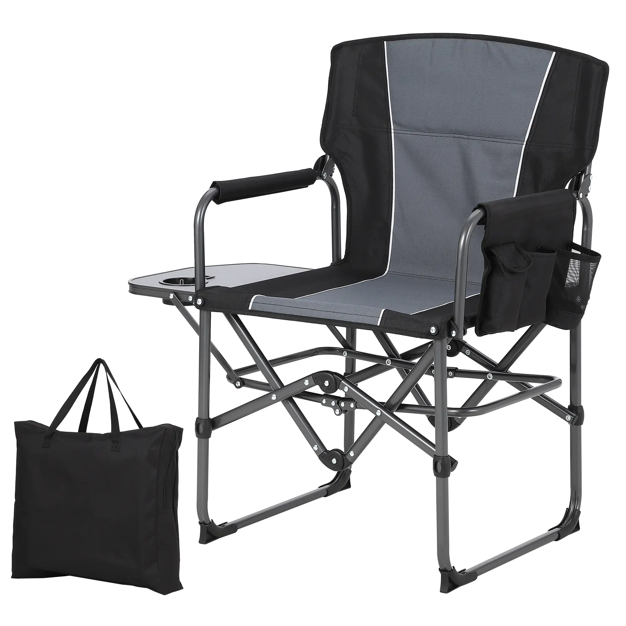 Oversized Folding Camping Chair for Adults, Heavy Duty Director Chair with Side Table & Pocket – Portable Outdoor Lawn Chair for Beach, Fishing, Picnic, Tailgate, Camping