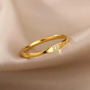 [Golden Stainless Steel Ring] 1 Minimalist And Versatile Golden Stainless Steel Number Ring | 17Mm 18Mm 19Mm Inner Diameter | Everyday Unisex Ring