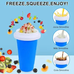 Quick Freeze Magic Smoothie Cup with Lid and Straw, Portable Dual-Layer Silicone Squeeze Cup, Reusable Insulated Multi-Use Kitchen Tool, Container