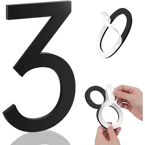 5 Inch Self-Adhesive Acrylic Modern Black House Numbers, Easy to Install for Outdoor Mailbox, Home, Apartment, Office, Hotel Room