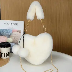 Furry Heart Shaped Crossbody Bag for Women, Cute Fluffy Faux Fur Mini Handbag, Y2K Coquette Aesthetic Adjustable Shoulder Bag, Soft Lightweight Fashion Purse, Perfect for Valentine’s Day, Date Night & Party Outfit summerwins