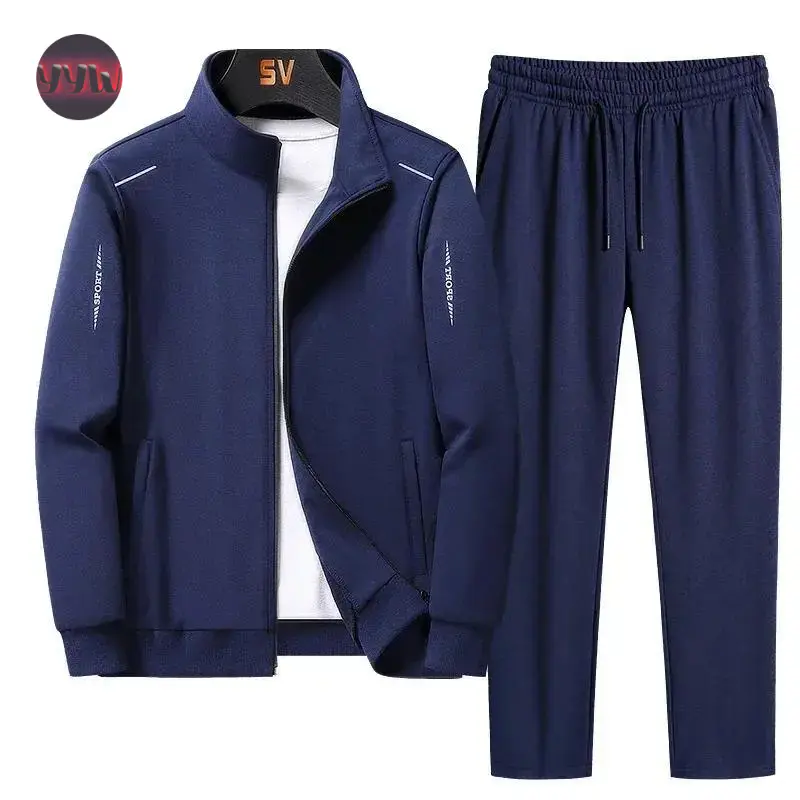 YYW1 Men's 2-Piece Matching Activewear Set, Large Size 6XL-8XL Fashion Autumn Winter Tracksuit, Sweatshirt & Sweatpants Set Pack, Sports Jacket Included