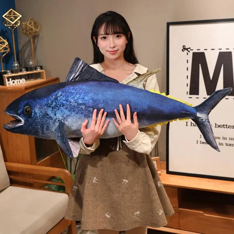 Hot Wholesale holiday gifts Simulation Tuna Plush Toys Real Life Tuna Fish Pillow Creative Stuffed Soft Ocean Toys Sleep Pillow