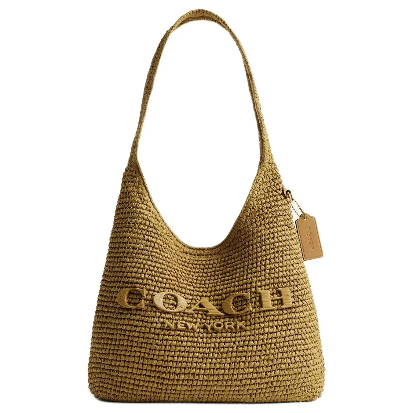 COACH Brooklyn 28 Magnetic Closure Straw and Calfskin Crossbody Bag for Women, Olive