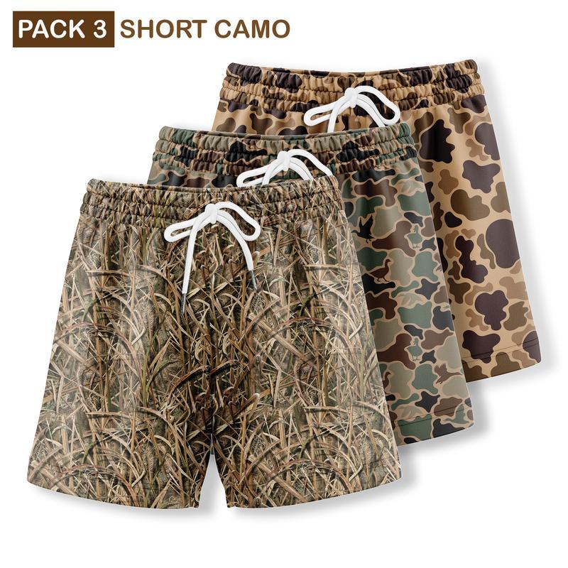 Pack 3  Duck Hunting Camo Shorts With 5 Inch Inseam, for Men & Women At the Gym, Basketball Camo Mesh Short, Gift for him, Gift For Her