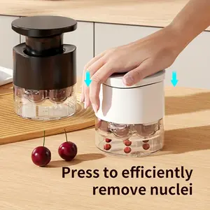 Easy-Press Cherry and Date Pitter with 7 Slots – Transparent Plastic Kitchen Tool for Efficient Pitting; Ideal for Cherries, Dates, and More | Compact Design | Durable Kitchen Gadget