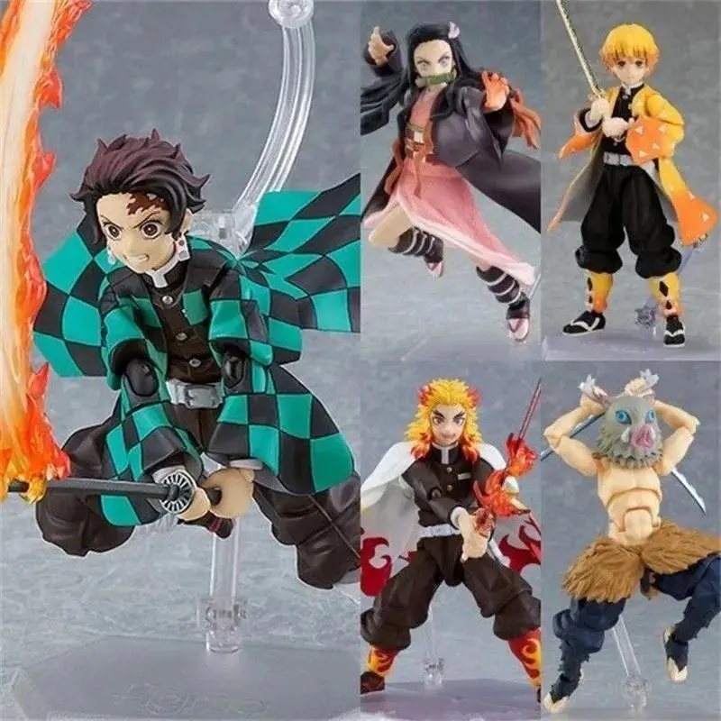 Figma Demon Slayer Anime Figures Collectible Articulated Model Toy Kamado Tanjiro Inosuke Hashibira Kyojirou Flame Pillar Gifts