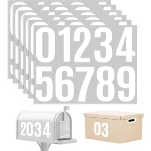 6 Sheets Mailbox Numbers Stickers 60 count 4 Inch  Viny Self Adhesive House Number  Anti Fading Number Signs for Signs   Doors Business Address Number Residence (White)