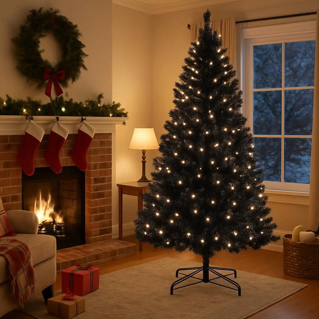 6.5 Ft Pre-Lit Artificial Christmas Tree, 250 Warm-White LEDs & 818 Tips, Slim Profile for Living Room, Hallway, Office Festive Décor