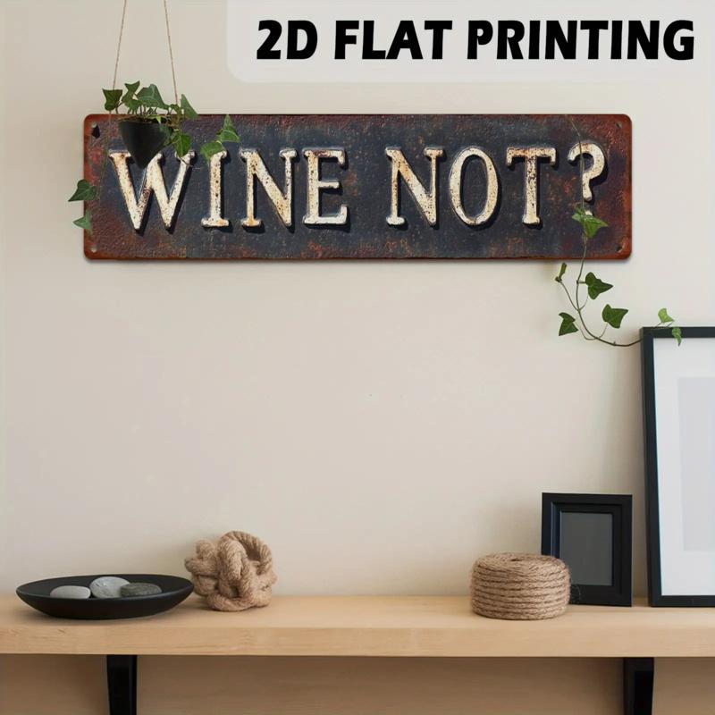 1PC 2D Plane, Retro "Wine Isn't It?"Metal Sign - Kitchen, Bar, Winery and Home Country Wall Decor, 9.91x 39.88cm , Metal Wall Art Decoration
