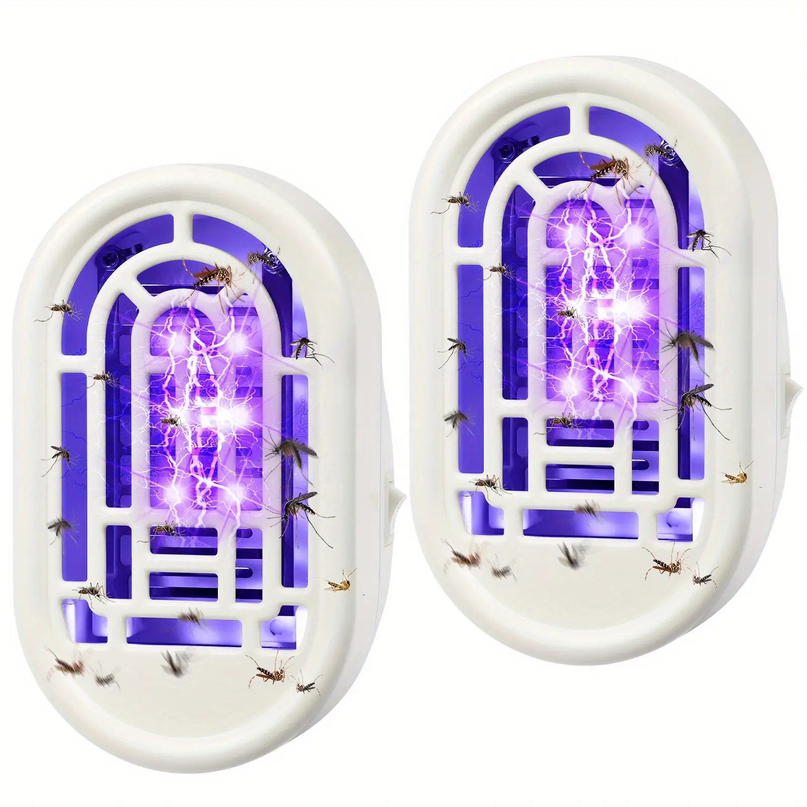 2 Pack White Led Electronic Bug Zapper Indoor Mosquito Fly Killer, Silent High Efficiency Insect Trap, Physical Electric Pest Removal Without Toxic Chemicals, Practical Mosquito Control Lamp for Patio, Bedroom, Kitchen and Office Daily Indoor Use
