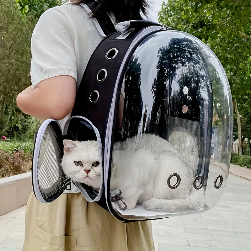 1 Space Capsule Pet Carrier Backpack - Breathable Transparent Travel Carrier for Cats and Small Dogs, Zippered, Portable, Ideal for Outdoor Adventures, Pet Travel Bag, Modern Pet Accessory, Secure Zipper Closure