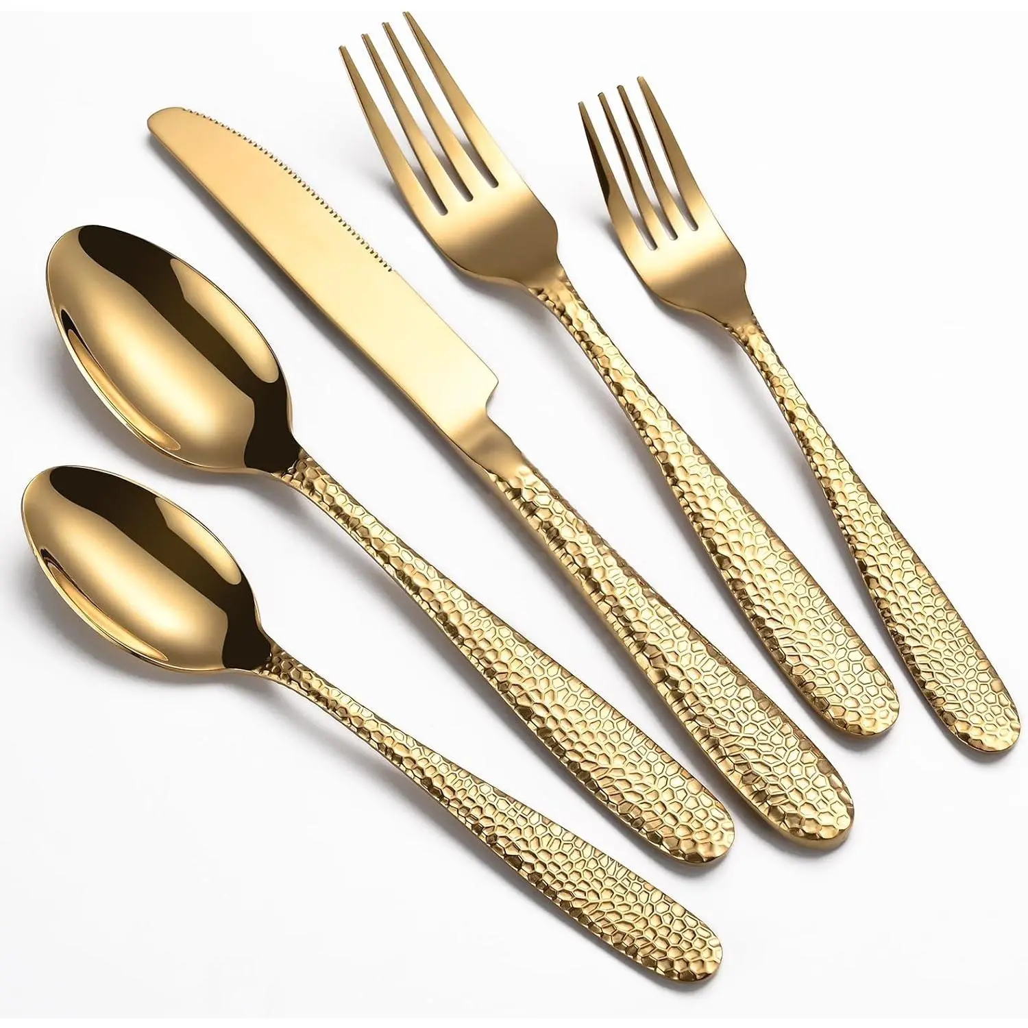 Hammered Silverware Set, 20- Heavy Duty Stainless Steel Flatware Sets for 4, -Grade Cutlery Set for  Restaurant, Mirror Polished, Dishwasher Safe