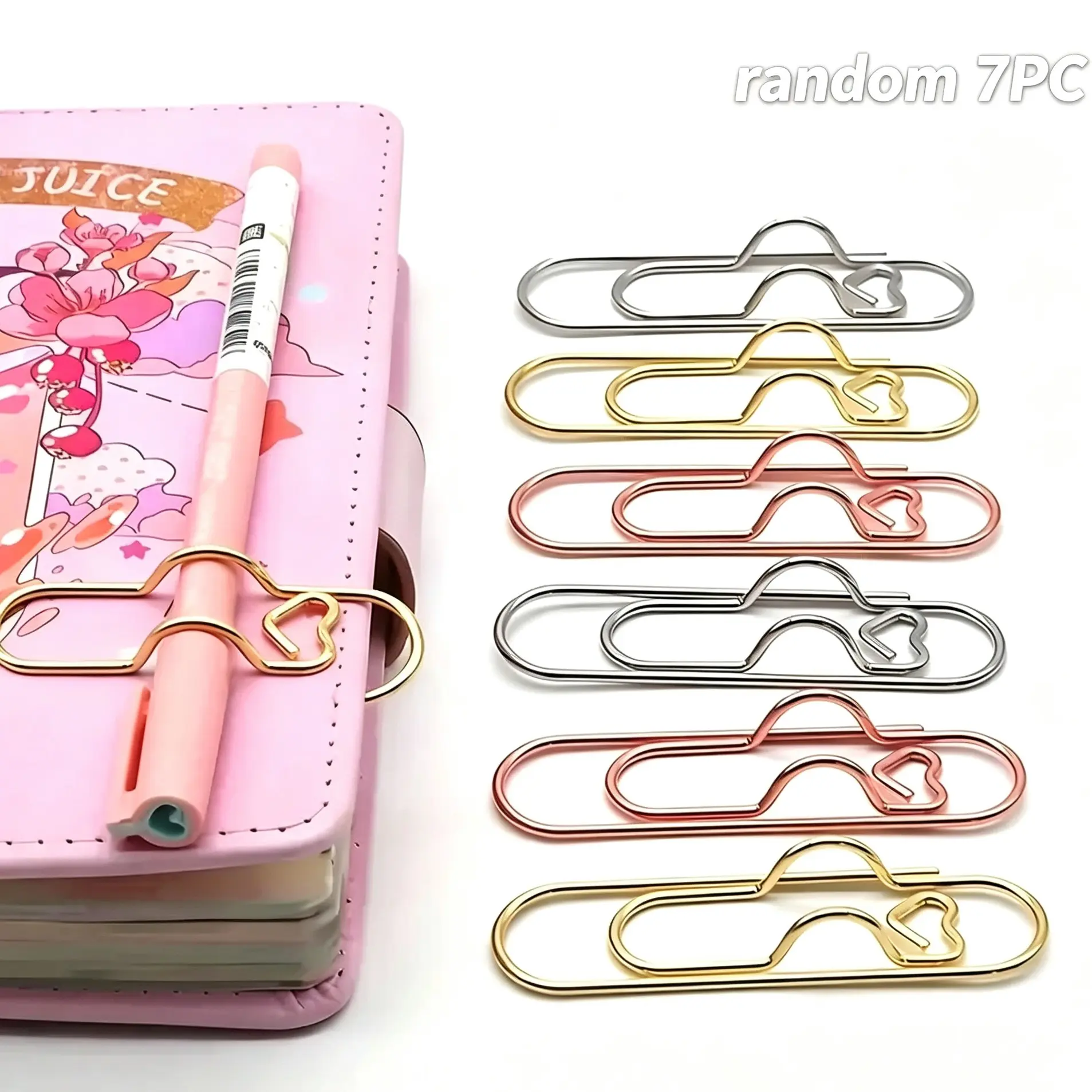 7Pack Multi-use Metal Paper Clips Set, Portable Integrated Pen Holder Organizer, Minimalist Desk Decor, Creative School & Office Stationery Supplies
