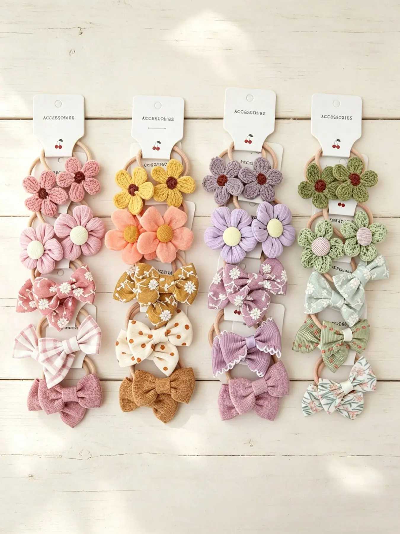 10-Piece Hair Elastic Set, Printed and Patchwork Design, Butterfly and Bee Patterns, Cute Accessories, Bright and Fashionable Colors