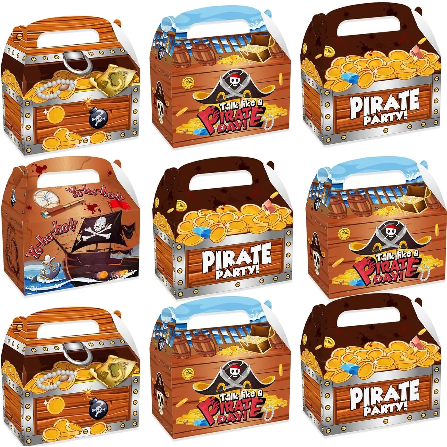 12 count Treasure  Chest Boxes Pirate Treasure Chest Party Favor Boxes | Pirate Treasure Chest Party Boxes Present Goodie Boxes for Halloween  Pirate Theme Party Supplies Pirate Birthday Decor