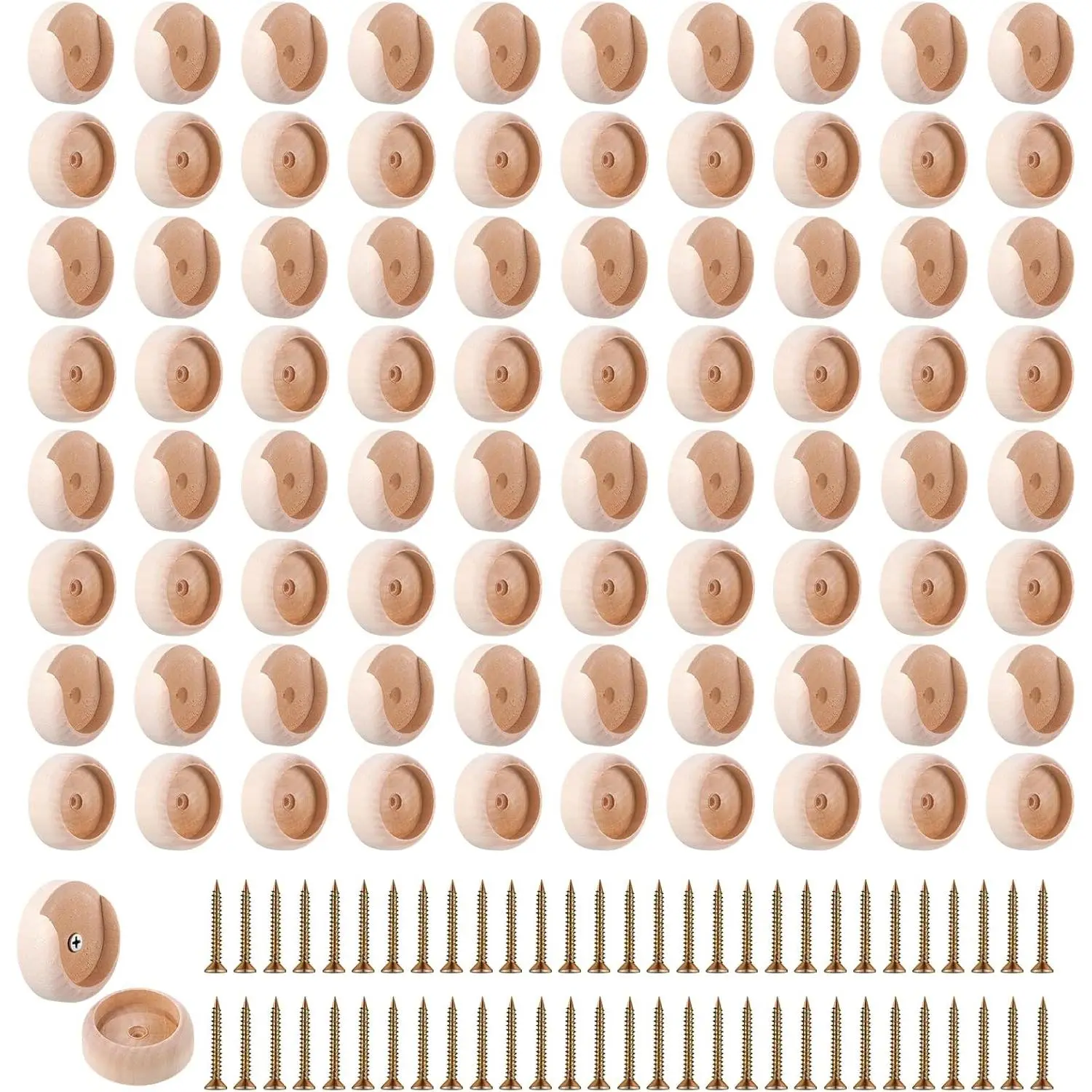 80 Sets Closet Pole Socket Wooden Closet Rod Holders 1-3/8" Pole Bracket Rod Support with Screws for Wardrobe Hallway Bathroom Clothing Store