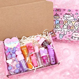 Cute Cartoon Graffiti Makeup Gift Box, 8pcs Lipstick Set, Lip Care Moisturizing Lip Balm, Shimmer Glossy Juicy Lip Gloss, Glimmer Gloss, Color-Changing Lip Oil, Perfect Birthday Gift, Cosmetic, Lip Products Makeup