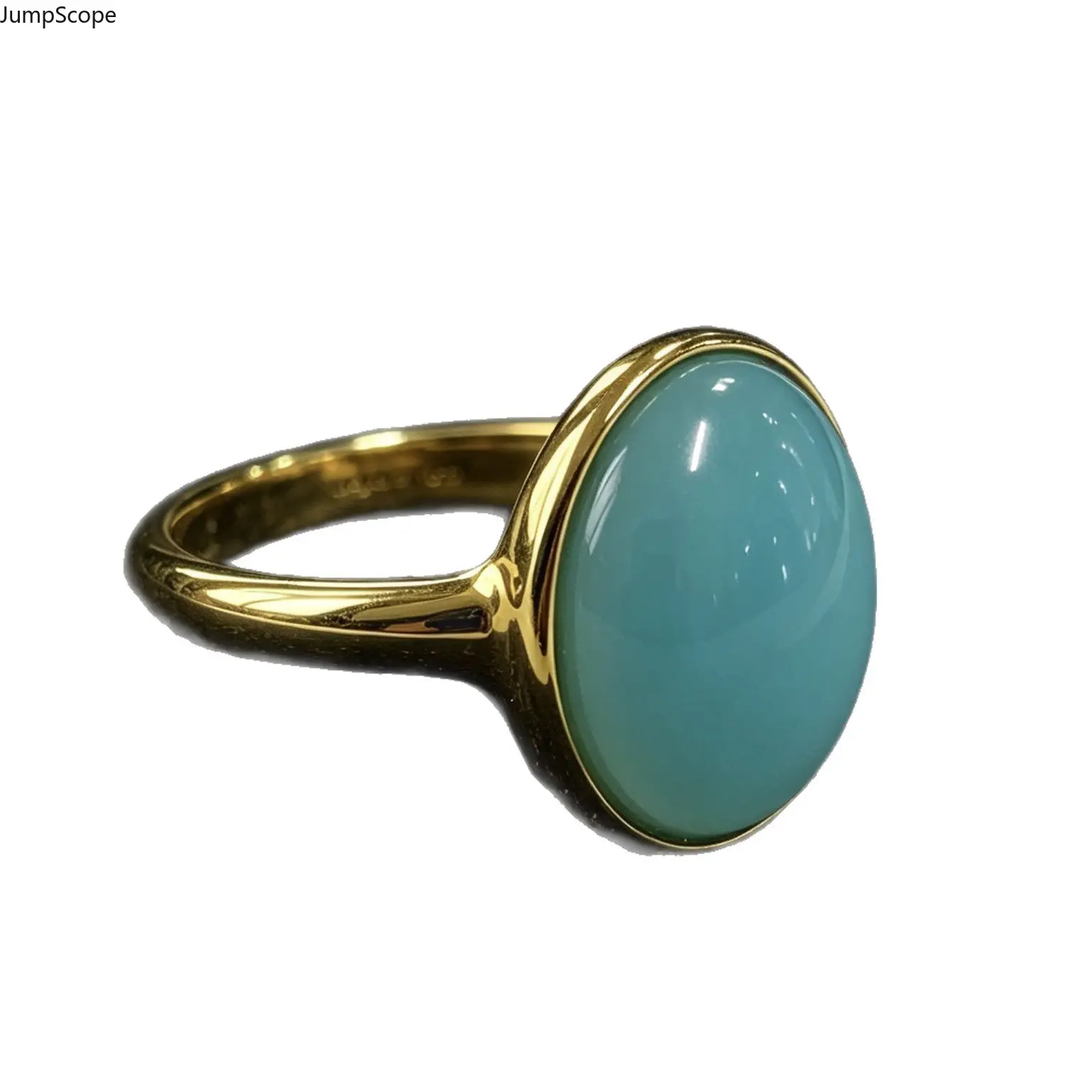 Oval Sky Blue Cabochon Ring, Chunky Gold Plated Brass Dome Band for Women, Minimalist Jewelry for Daily & Office Wear, Daily Wear