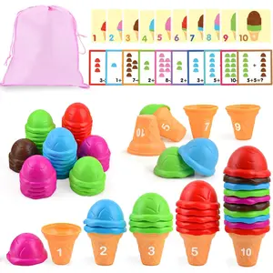 Ice Cream Counting and Color Sorting Stacking Toys for Kids Boys Girls Age 3-5, Montessori Preschool Kindergarten Learning Activities Fine Motor Skill Toys, Number Math Games Learning Toy Giftsfidget toys