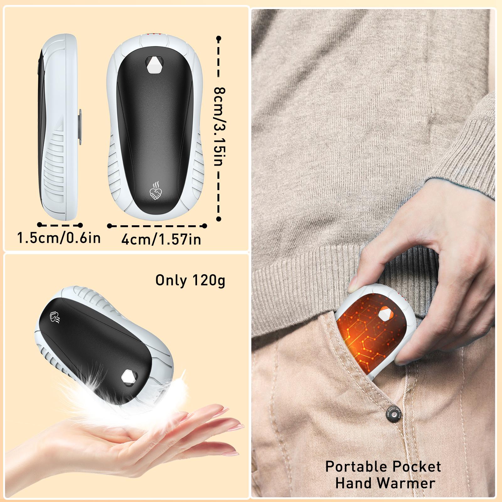 Portable Hand Warmer, 2 Counts/set Rechargeable Hand Warmer, 3 Temperature Control Pocket Size Electric Hand Warmer for Outdoor, Golf, Hunting