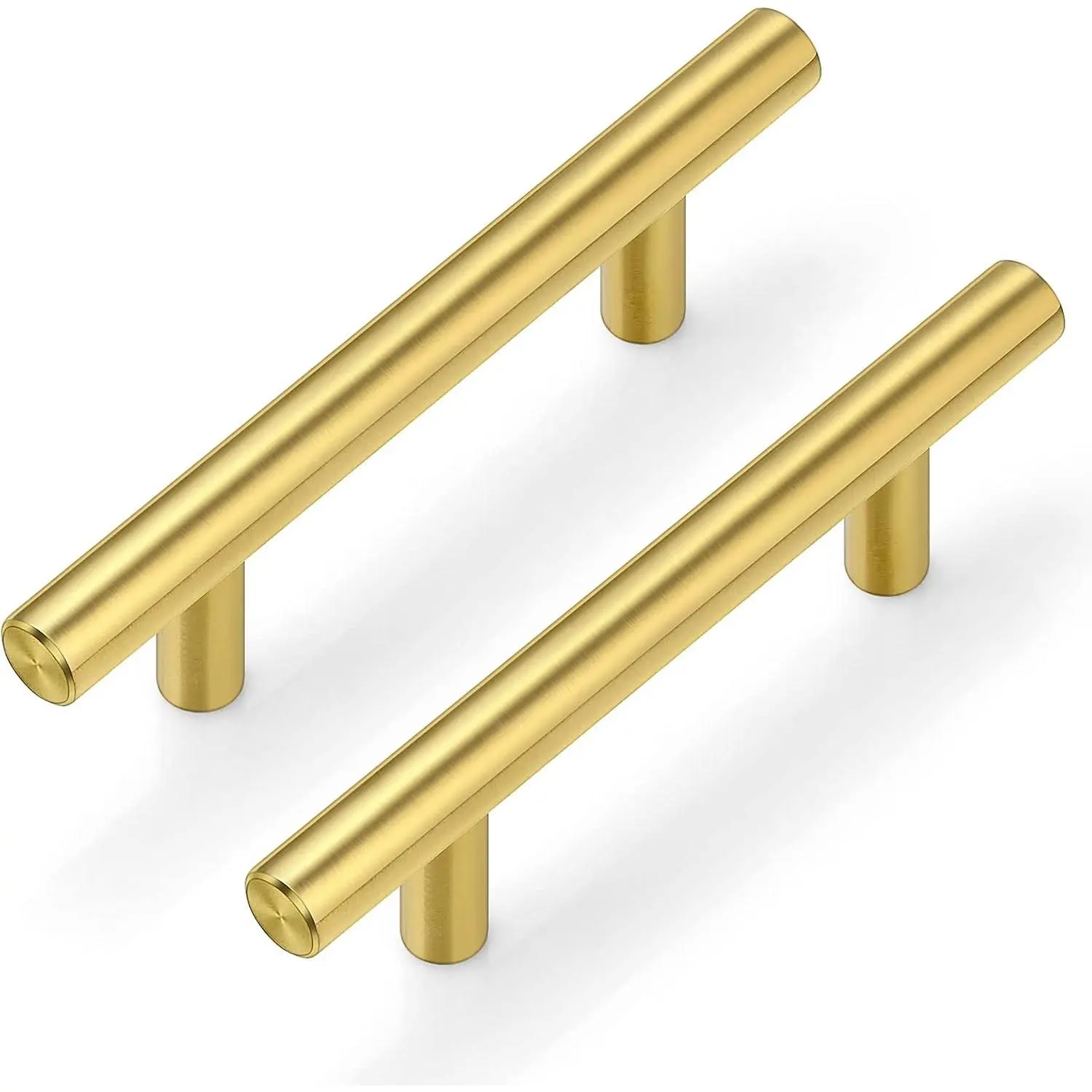 30Pack 3''Hole Centers  Cabinet Handles-Brushed Brass Cabinet Pulls  Dresser Drawer Pulls-Stainless Steel Door Hardware for Kitchen Bathroom Bedroom Furniture-5''Overall Length