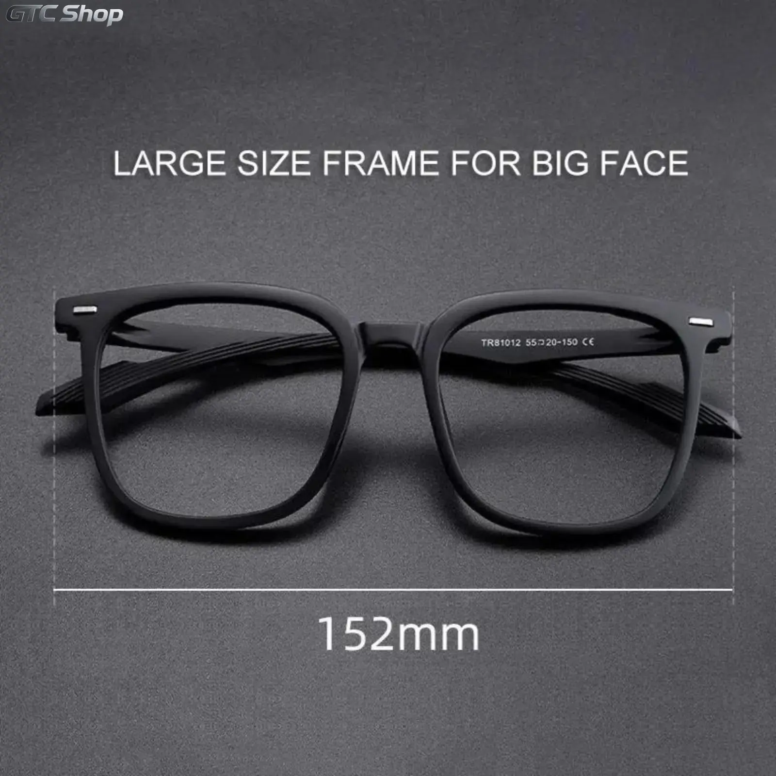 Oversized Square TR90 Nylon Eyeglass Frames Full-Rim Large Square Frame, Unisex Prescription Myopia Optical Glasses, Trendy Bold Shape Daily Wear, Black 152mm Width 55x54mm Lenses