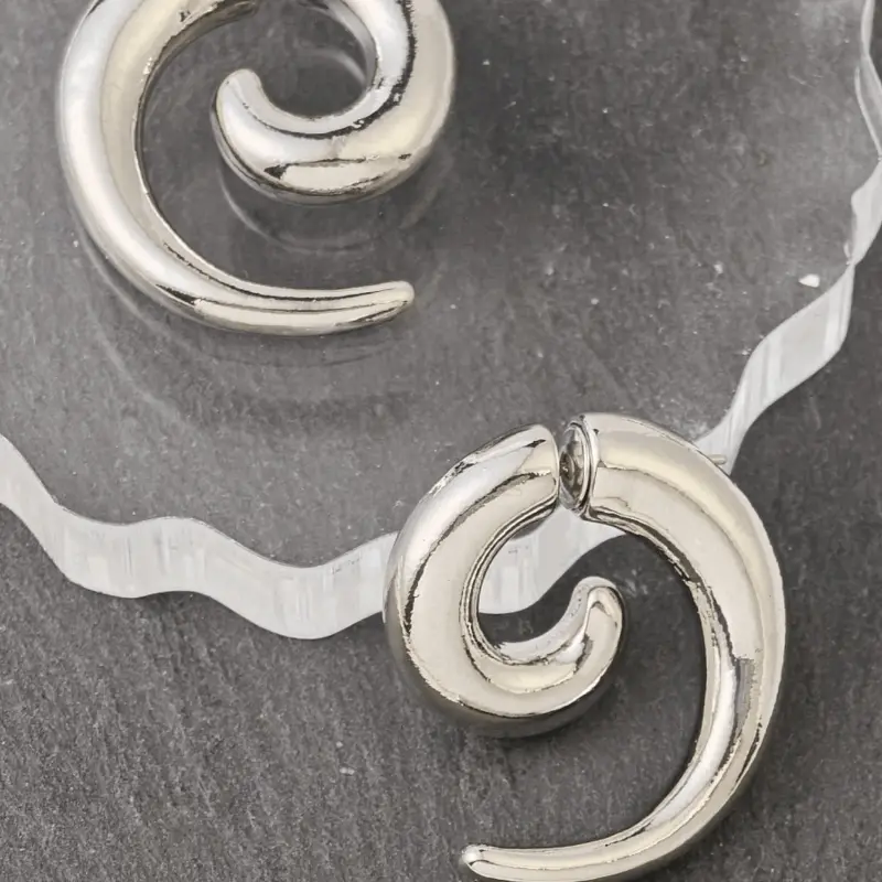 Women's Hollow Spiral Stud Earrings - Zinc Alloy Punk Bull Horn Design, Copper-Accent Female Hip Hop Costume Jewelry for Engagement