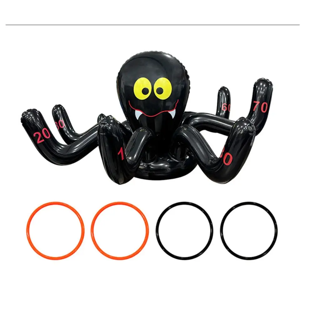 Halloween Inflatable Octopus Ring Toss Toy, Eco-Friendly Thick PVC Throwing Game, Halloween Party Interactive Props, Family Fun, School Games, Yard Decor