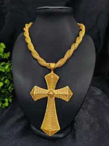 Fashion Women's Cross Pendant Necklace, Chain Necklaces, Ethnic Pattern, Party Style, All Seasons, Zinc Alloy Chain, Wedding Anniversary Gift