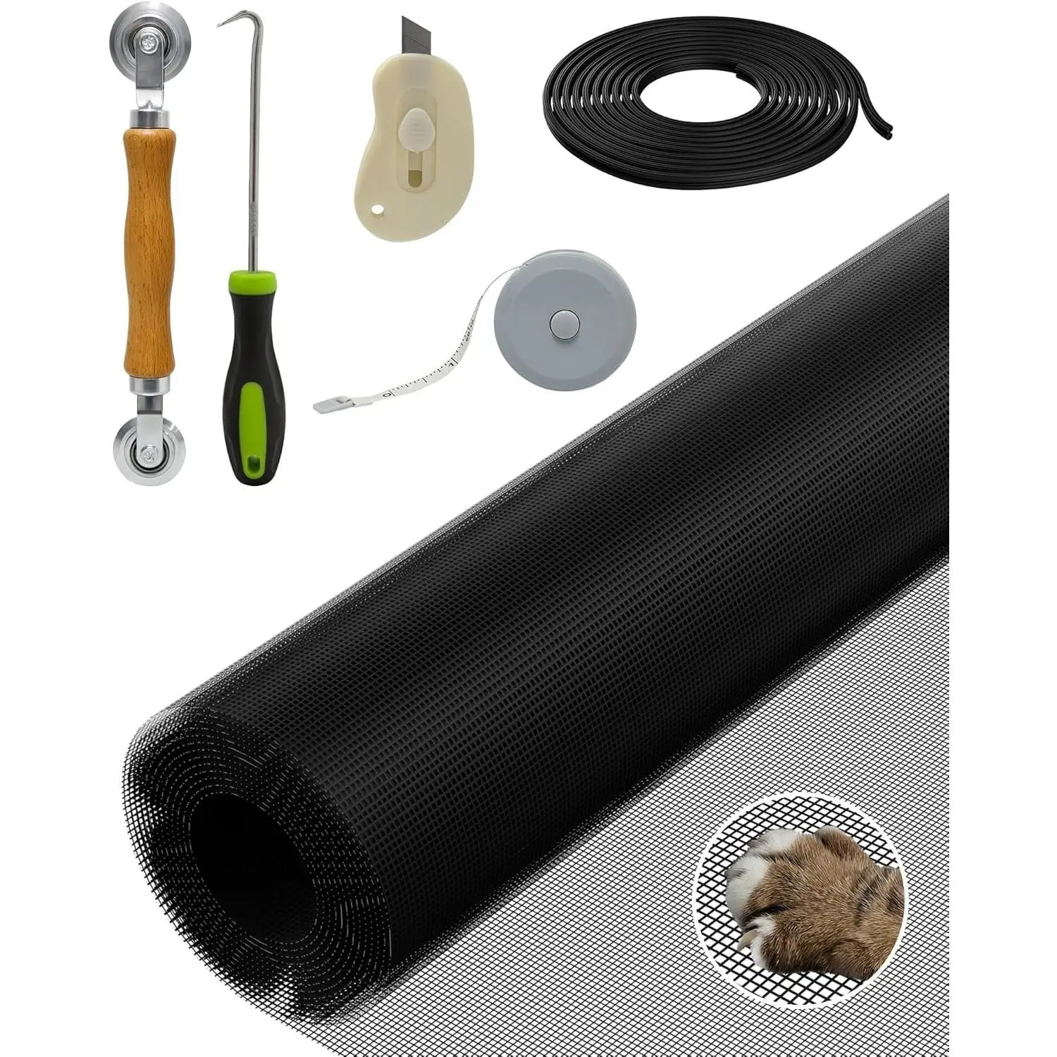 Window Screen Door Replacement Repair Kit 48" x 118" Durable Mesh with Tools, DIY Screens Replacement for Window Sliding Door Porch, Fits Home RV & Patio