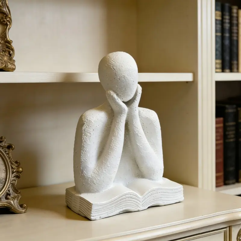 Modern Abstract Thinker Figurine, Resin Book Base Statue, Home Decor for Living Room, Office Shelf Display, Gift for Artists