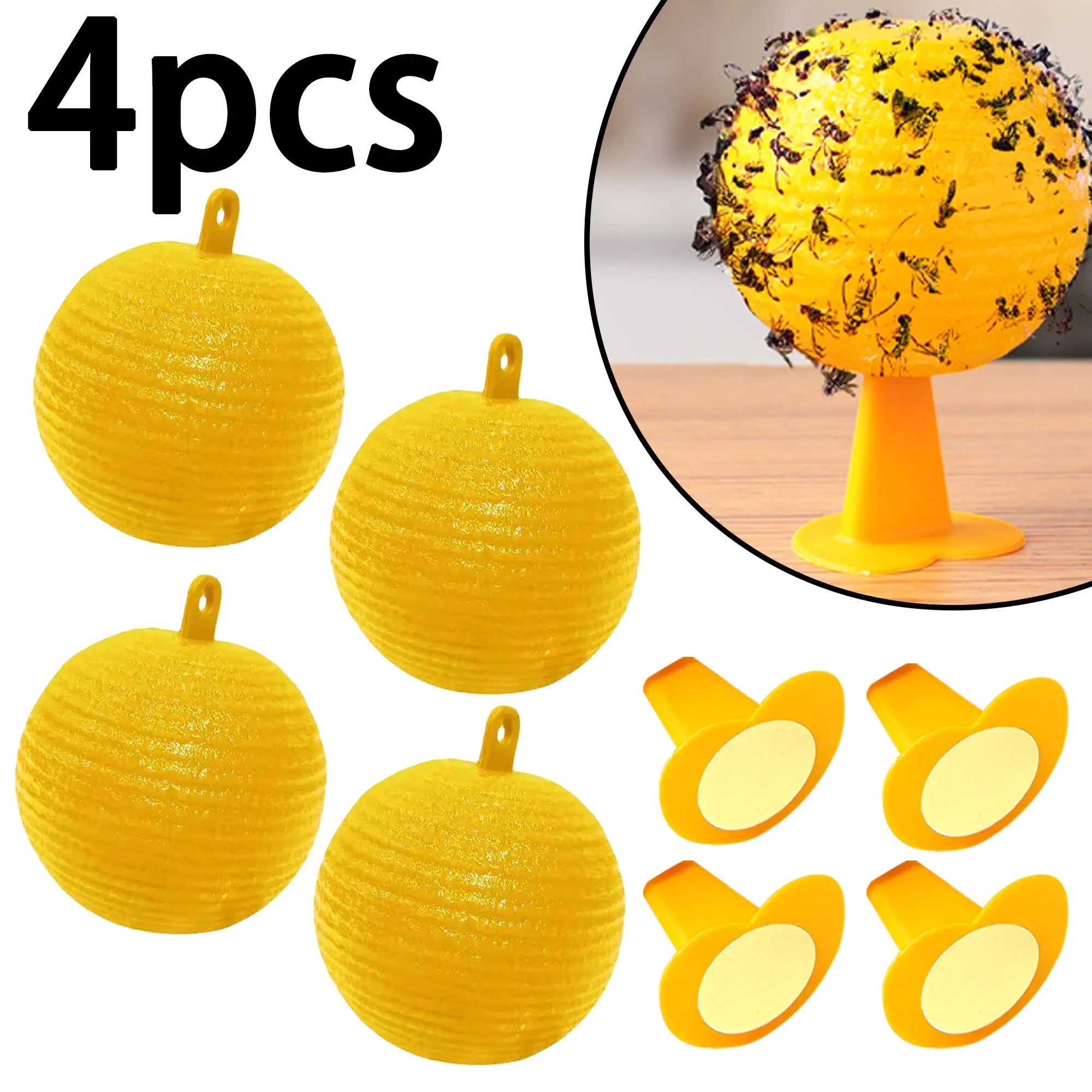 4-Pack Sticky Fly Balls, Heart Base & Adhesive Stickers, Indoor/outdoor Pest Traps, Fruit Fly Catchers, Efficient Bug Control for Home Use, Insect Capture Solution