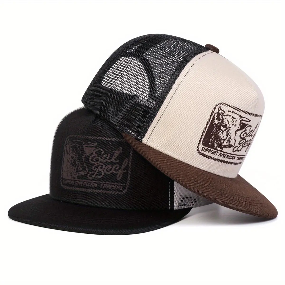 Unisex Letter Bull's Head Embroidered Hip Hop Hat Breathable Mesh Hat Outdoor Adjustable Sunscreen Leisure Hat Spring Autumn Travel Tourism Beach Vacation