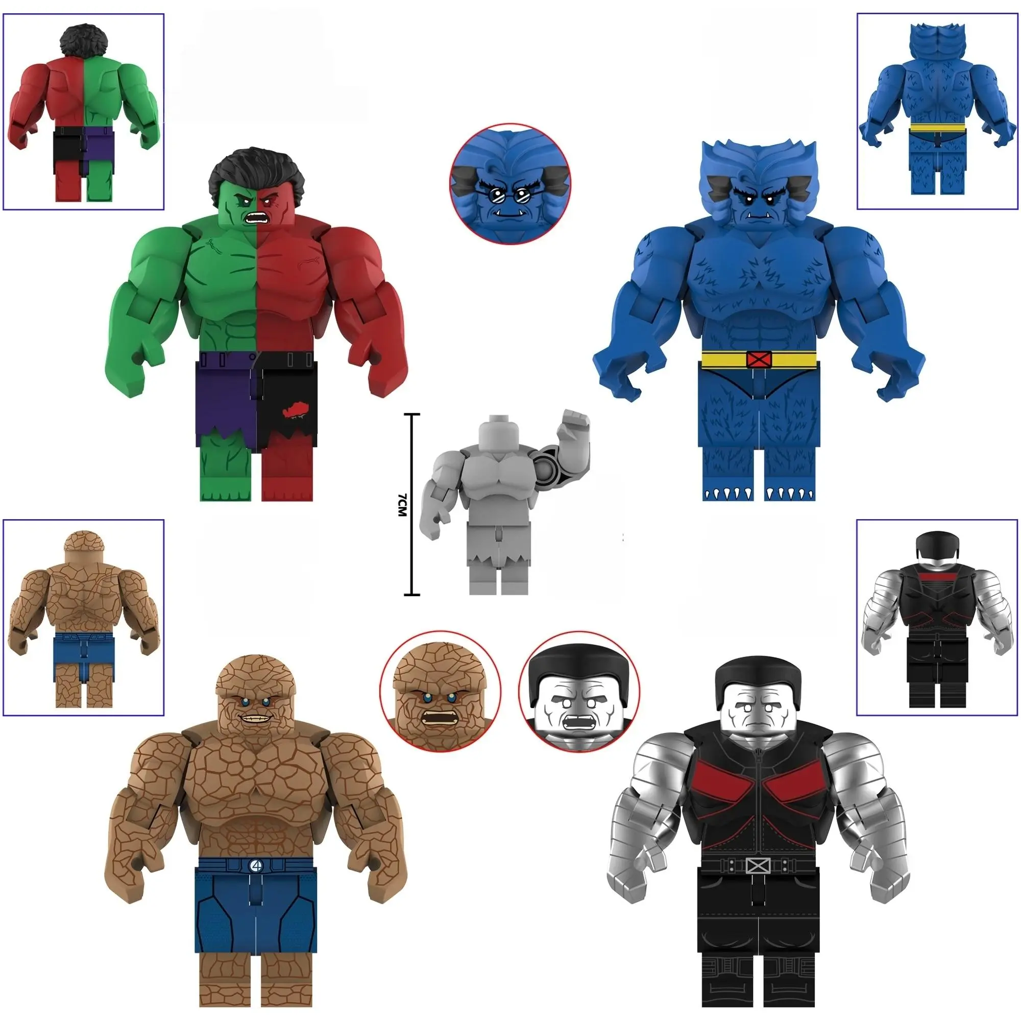 Giant Muscle Big Building Figures, Monster Warrior Brick Minifigures Set