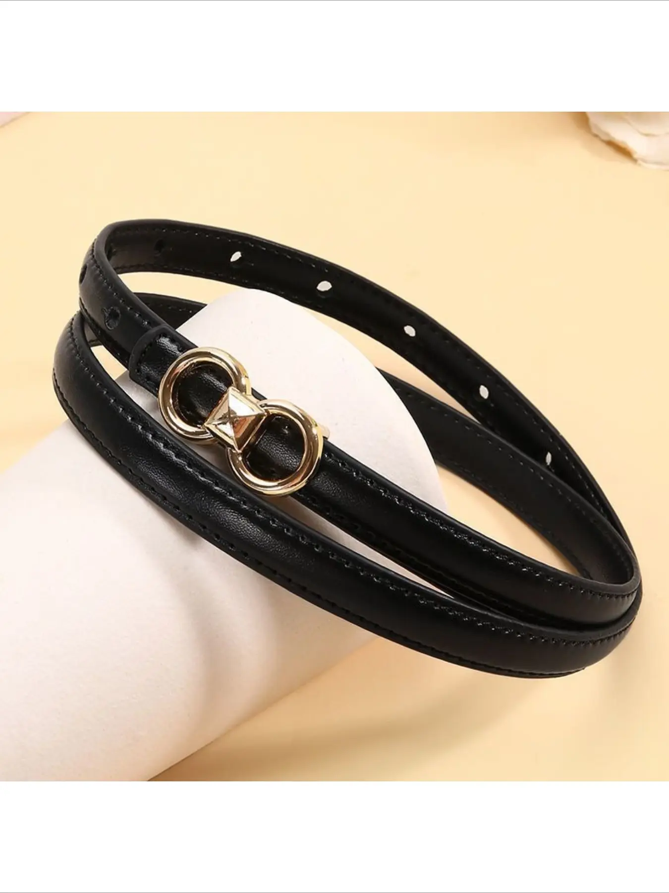 Trendy Fashion Versatile Decorative Diamond Buckle Thin Belt For Women Match With Coat Dress Suit Black Jeans Popular Hot Selling Fashion All Match Waist Accessory For Daily Outfit