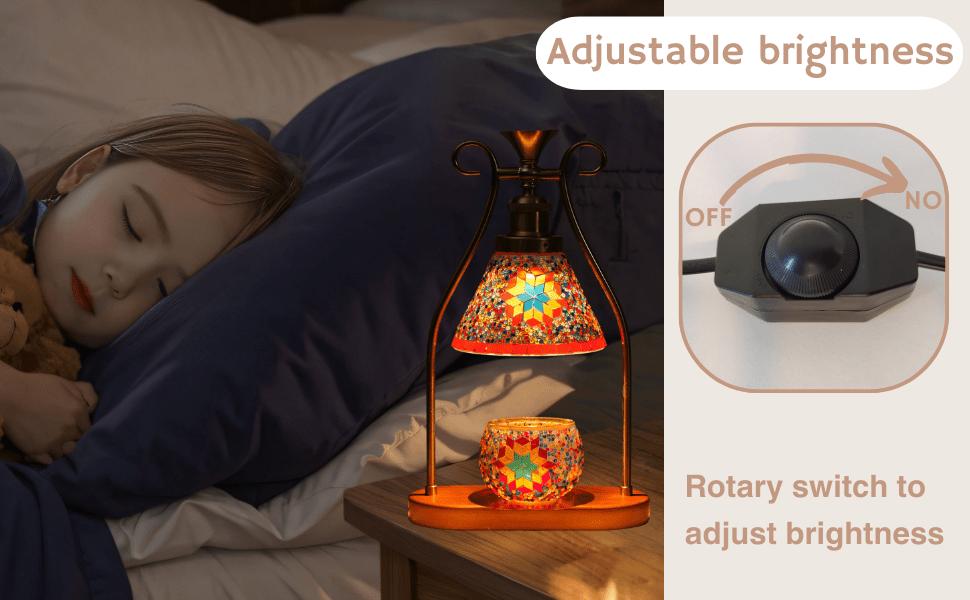 Handmade Turkish Table Lamp - Adjustable Dimmable Light with Warm Glow Bohemian Vintage Decor - Metal & Wood Construction - Perfect Companion for Aromatherapy for Living Room Bedroom Office - Unique Design