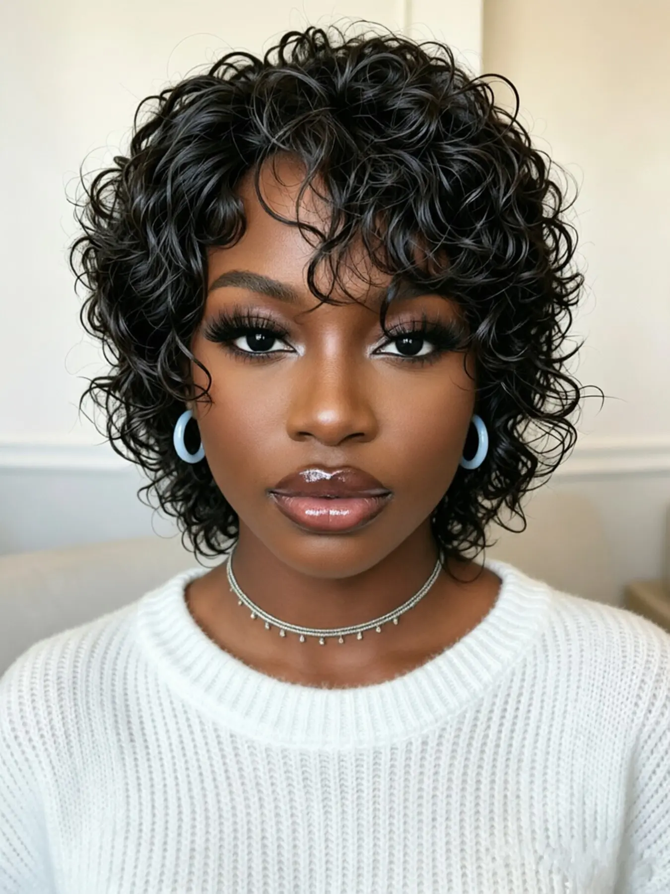 Pixie Cut Human Hair Wigs for Women, Natural Short Afro Curly Wig, Daily Party Cosplay Gift Use, Machine Made