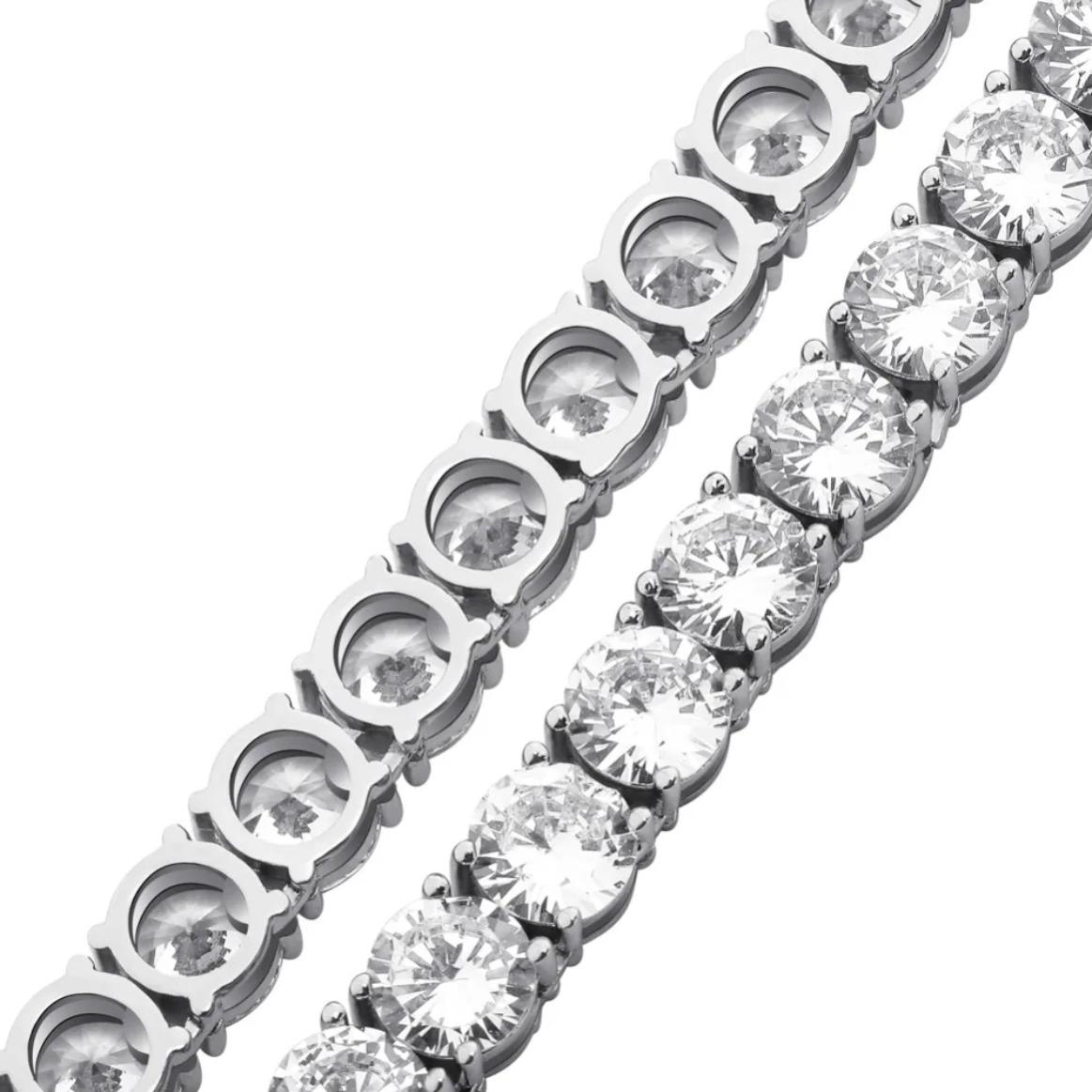 3/4/5MM Spring Buckle Iced Out Full Moissanite Tennis Chain Necklace – Gold Silver Color Hip Hop Jewelry Bling Men Women