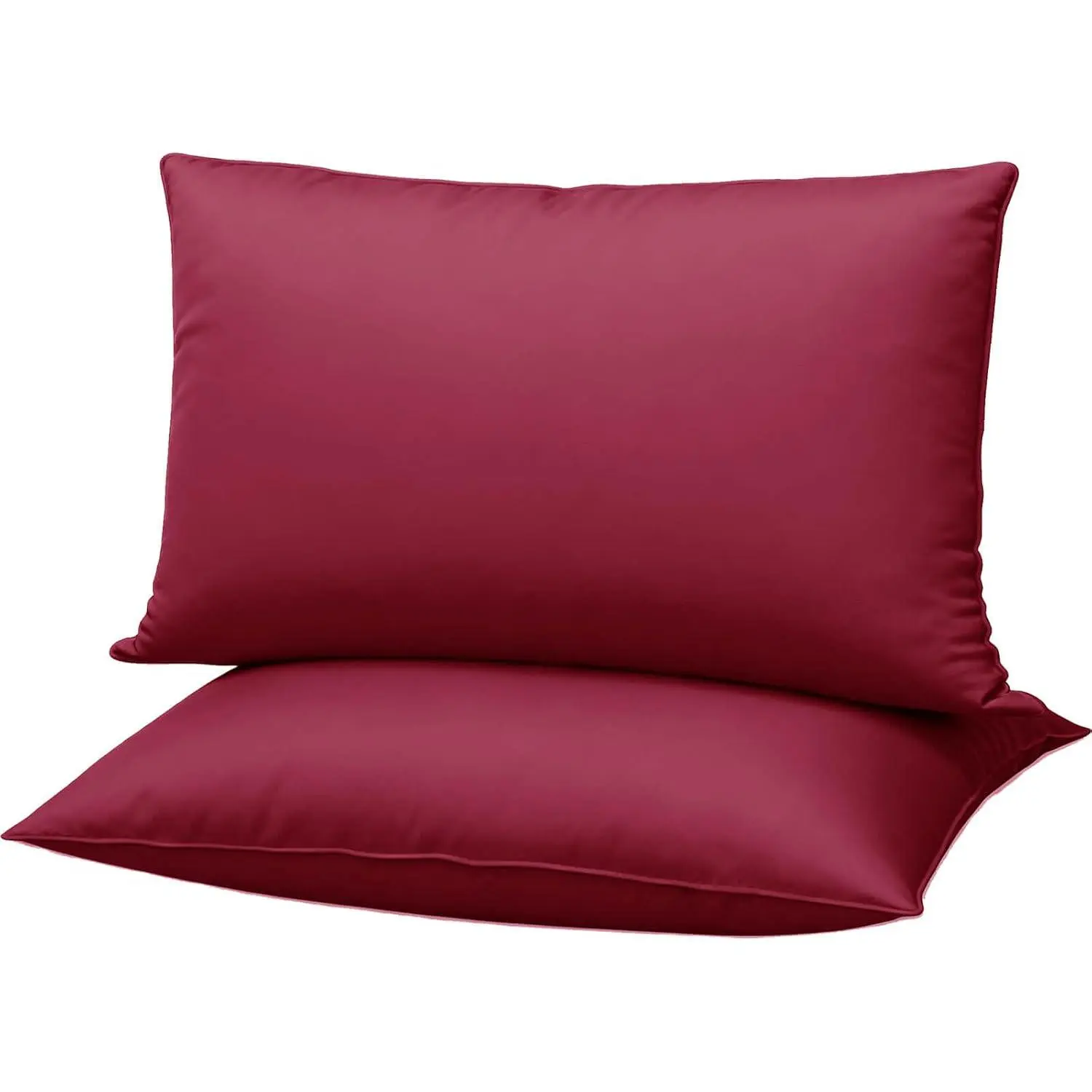 Flat Ultra Thin Bed Pillows Standard/ Size Pillow Set of 2 Extra Soft Down Alternative for   Sleeper Burgundy